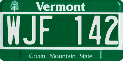 VT license plate WJF142