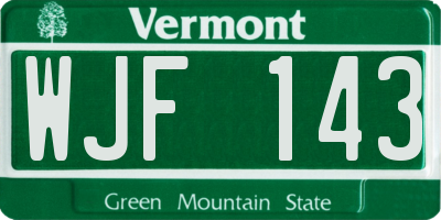 VT license plate WJF143