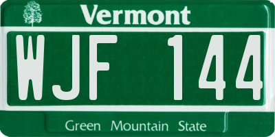 VT license plate WJF144