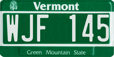 VT license plate WJF145