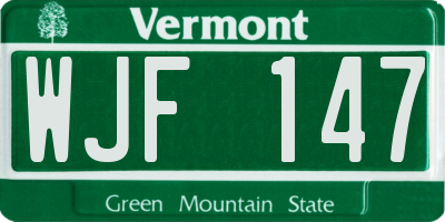 VT license plate WJF147