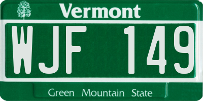 VT license plate WJF149