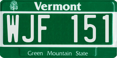 VT license plate WJF151