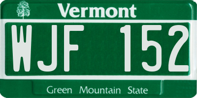 VT license plate WJF152