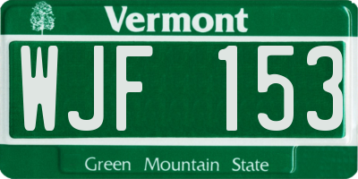VT license plate WJF153
