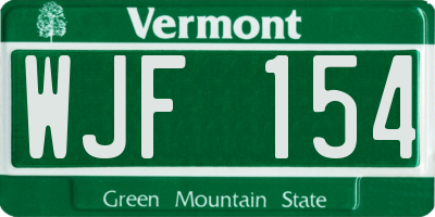 VT license plate WJF154