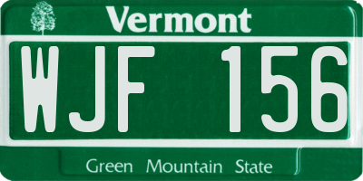 VT license plate WJF156