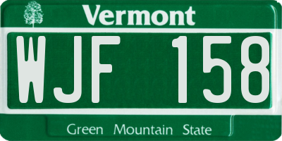VT license plate WJF158