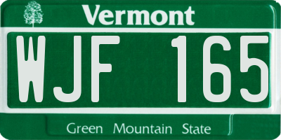 VT license plate WJF165