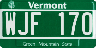 VT license plate WJF170