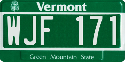 VT license plate WJF171