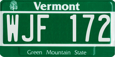 VT license plate WJF172