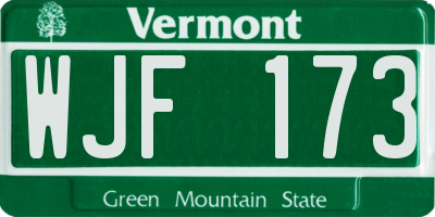 VT license plate WJF173