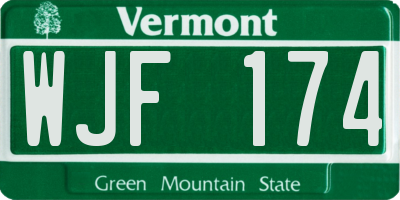 VT license plate WJF174