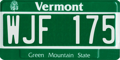 VT license plate WJF175