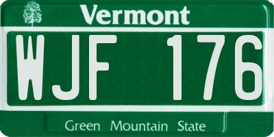 VT license plate WJF176