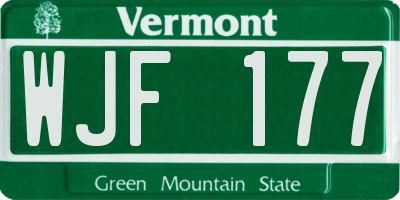 VT license plate WJF177