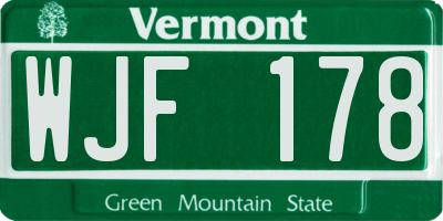VT license plate WJF178