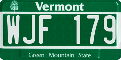 VT license plate WJF179