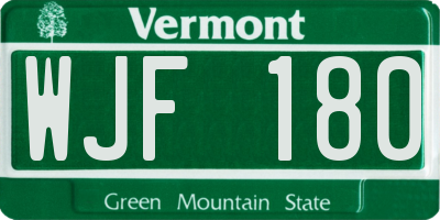 VT license plate WJF180