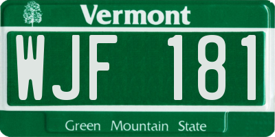 VT license plate WJF181