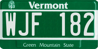 VT license plate WJF182