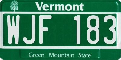 VT license plate WJF183
