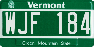 VT license plate WJF184
