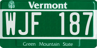 VT license plate WJF187