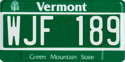 VT license plate WJF189