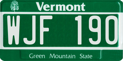 VT license plate WJF190