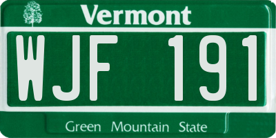 VT license plate WJF191