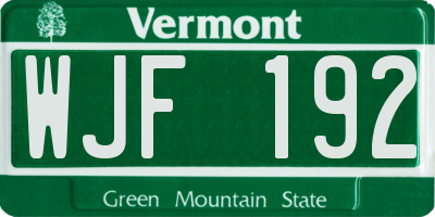 VT license plate WJF192