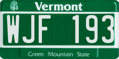VT license plate WJF193