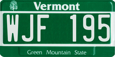 VT license plate WJF195