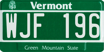 VT license plate WJF196