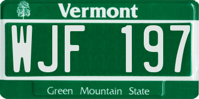 VT license plate WJF197