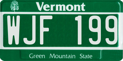 VT license plate WJF199