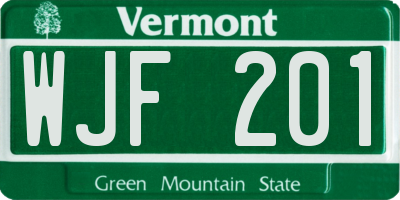 VT license plate WJF201