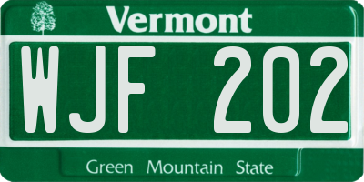 VT license plate WJF202
