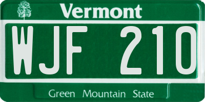 VT license plate WJF210