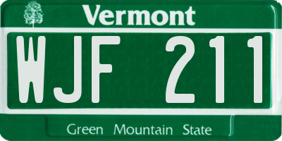 VT license plate WJF211
