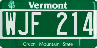 VT license plate WJF214