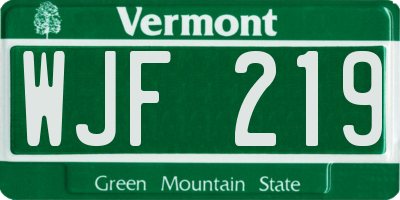 VT license plate WJF219