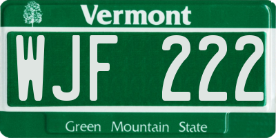 VT license plate WJF222