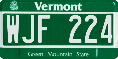 VT license plate WJF224