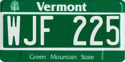 VT license plate WJF225
