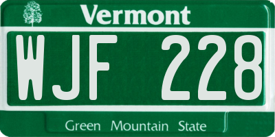 VT license plate WJF228