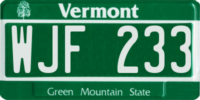 VT license plate WJF233