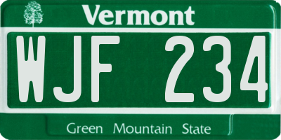 VT license plate WJF234